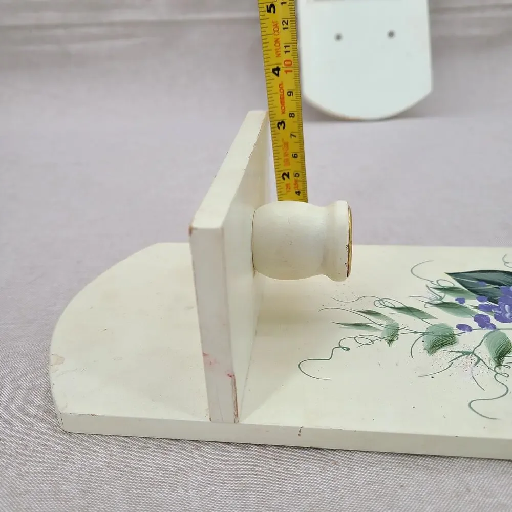 Cottagecore Gallery Wall Accent: Pair Candle Holders Handpainted Floral Purple